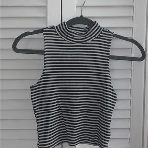 Striped Mock Neck Tank Top